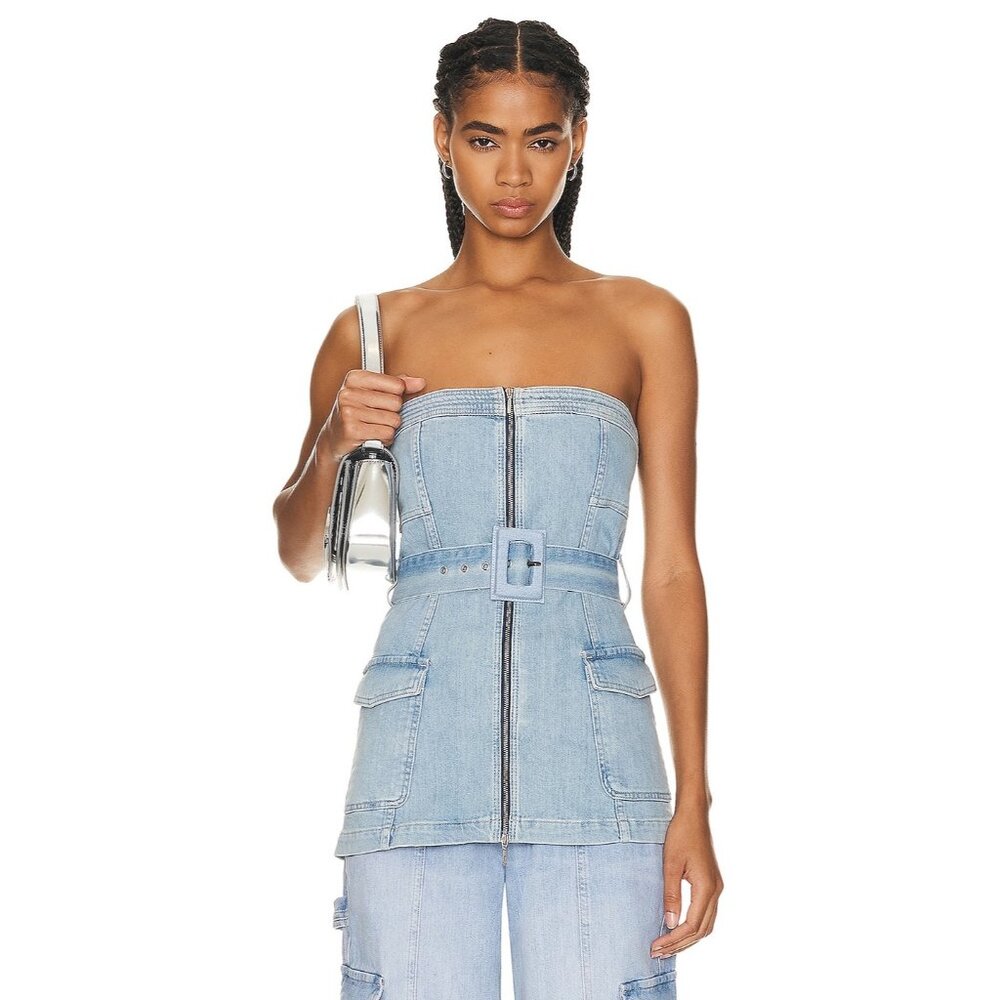 SIMKHAI Kota denim Bustier Top size 12
